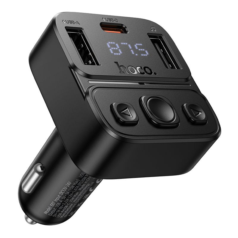 Car transmitter bluetooth Hoco USB A + USB C QC PD 35W E87 black