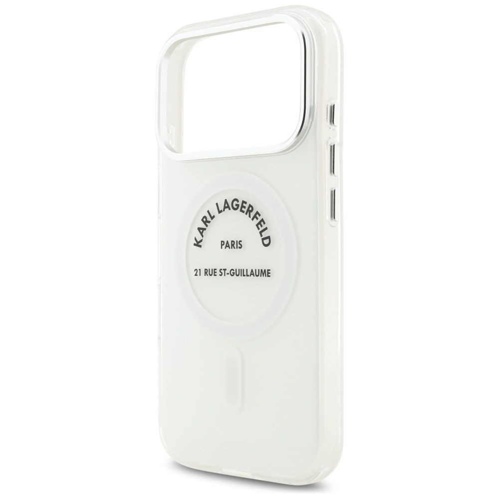 6ec1a5862fdc0fb81857d15abc7b5863 KARL LAGERFELD case for IPHONE 17 Pro compatible with MagSafe KLHMP17LHKRSGPT (IML Karl RSG Logo) transparent