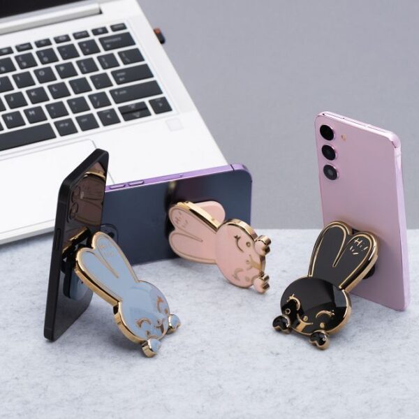 Phone stand RABBIT - stick-on - black