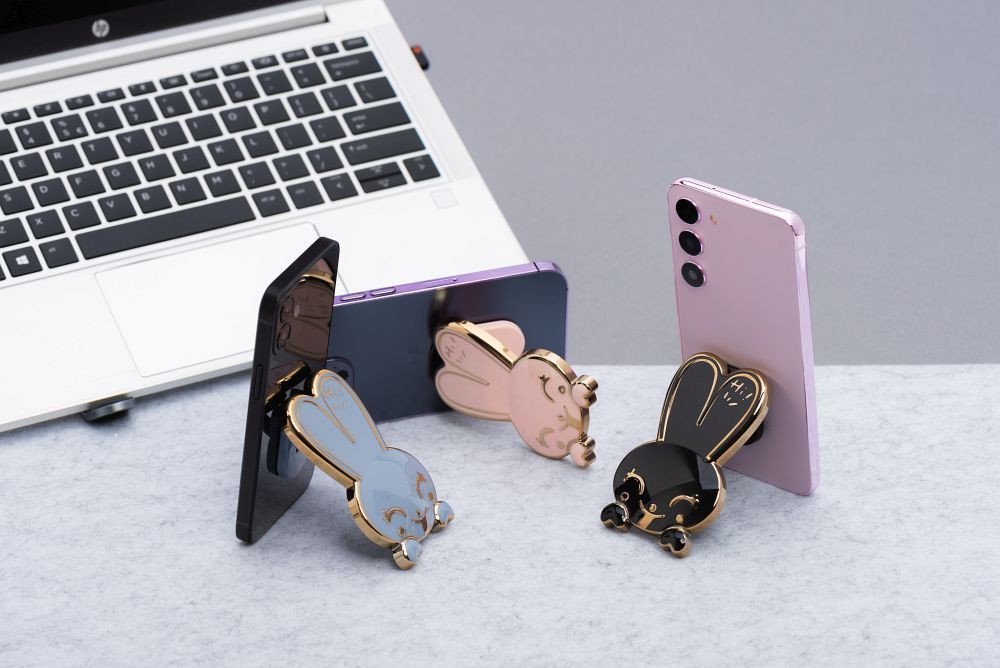 Phone stand RABBIT - stick-on - black