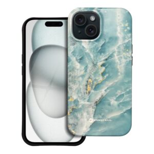 FORCELL F-PROTECT Mirage, Military Drop-Tested case compatible with MagSafe for IPHONE 15 green marble