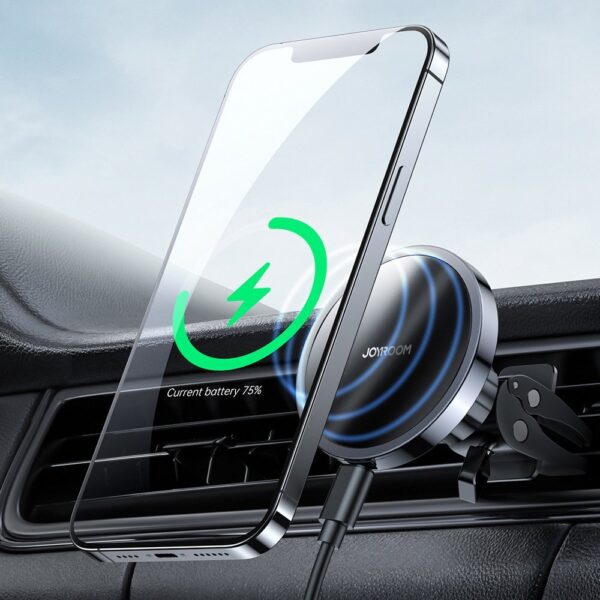 Joyroom Car Magnetic Holder Qi Wireless Inductive Charger 15W (MagSafe Compatible for iPhone) Black (JR-ZS240)eng