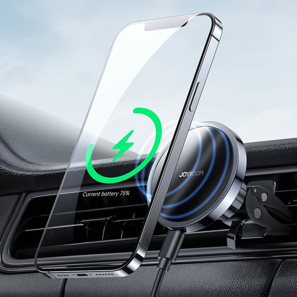 Joyroom Car Magnetic Holder Qi Wireless Inductive Charger 15W (MagSafe Compatible for iPhone) Black (JR-ZS240)eng