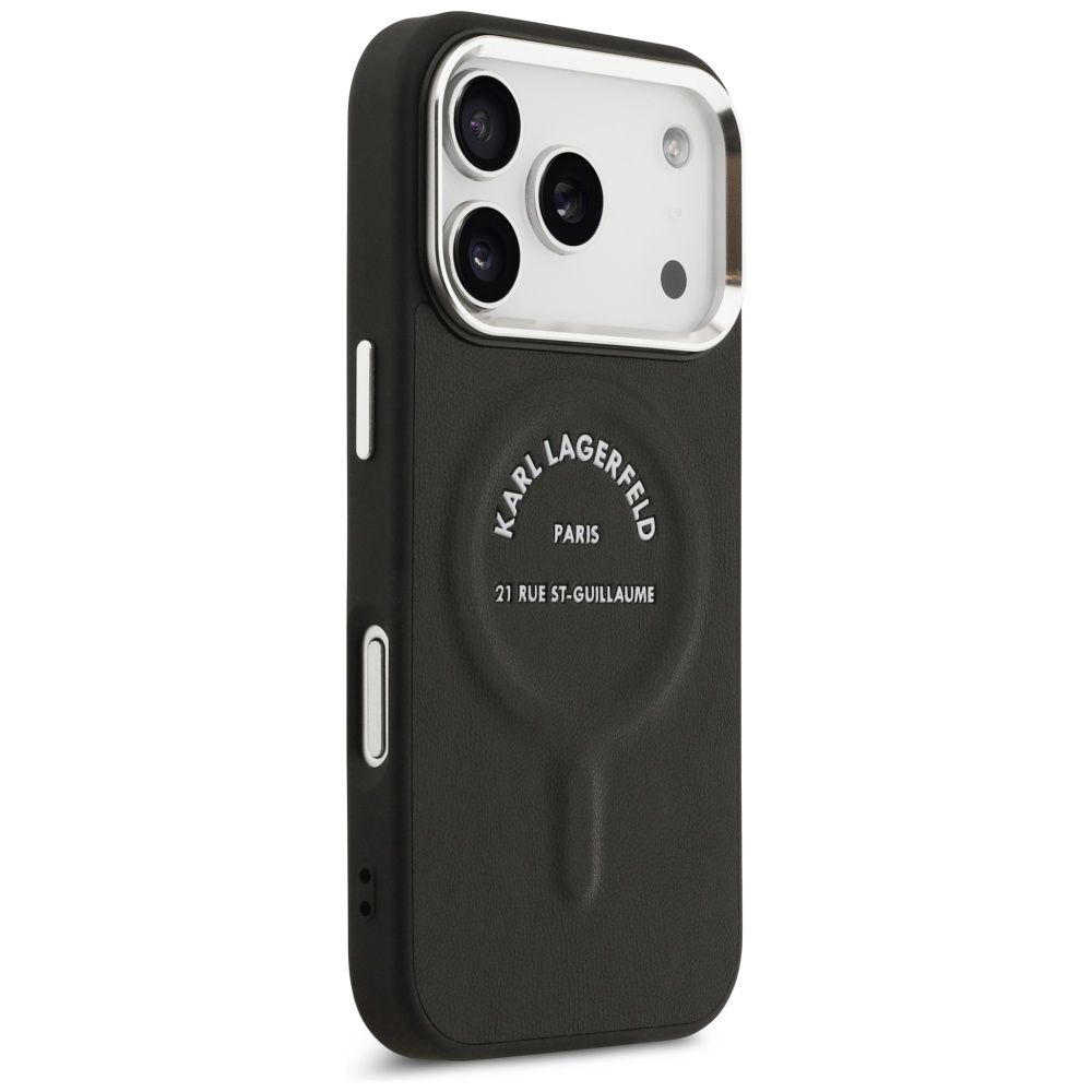 76c2a019668bf5cad2e5455bd98a26fd KARL LAGERFELD case for IPHONE 17 Pro Max compatible with MagSafe KLHMP17XPSKRSGEK (PU W/ Karl RSG Logo) black