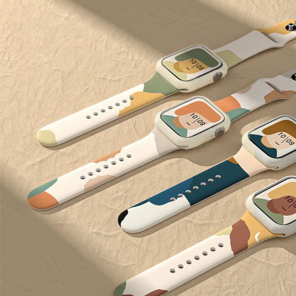77759_6 Silicone Strap Moro Watch Bracelet Band for Apple Watch 42 / 44 / 45 / 49 mm - Pattern 1eng