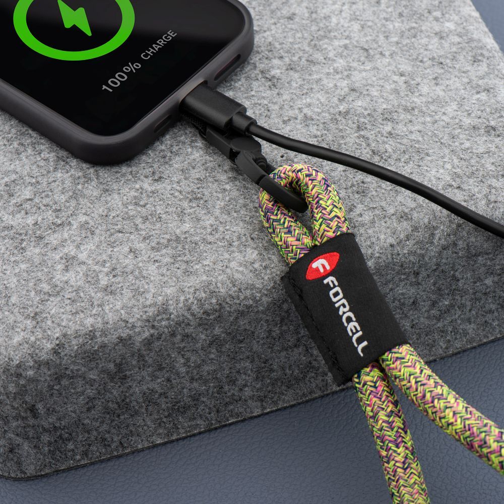 FORCELL F-DESIGN R10X40 wrist phone lanyard with adjustable length (max 20cm in the loop) green pink purple