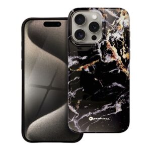 FORCELL F-PROTECT Mirage, Military Drop-Tested case compatible with MagSafe for IPHONE 15 PRO MAX black marble