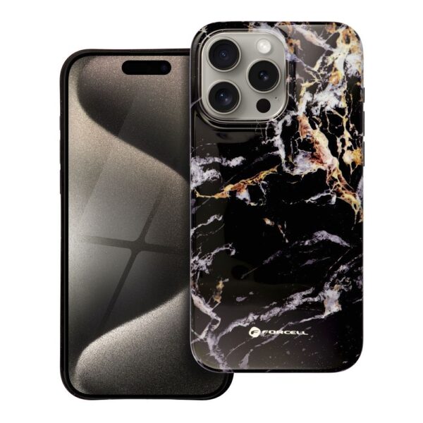 7ec32e06c289f44b5b9533faf0bae2e8 FORCELL F-PROTECT Mirage, Military Drop-Tested case compatible with MagSafe for IPHONE 15 PRO MAX black marble