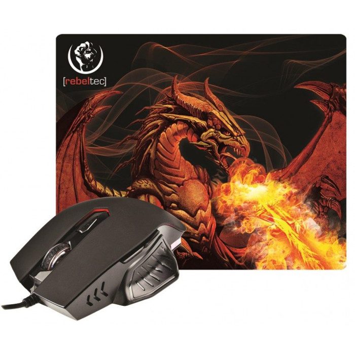Rebeltec mouse + mouse pad RED DRAGON