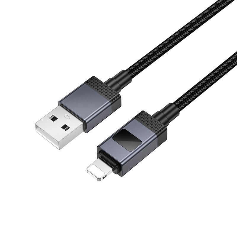 8976aaaac75c0504c22f111ed8a1395a Cable USB A to Lightning Hoco 2,4A with display 1 m X118 black