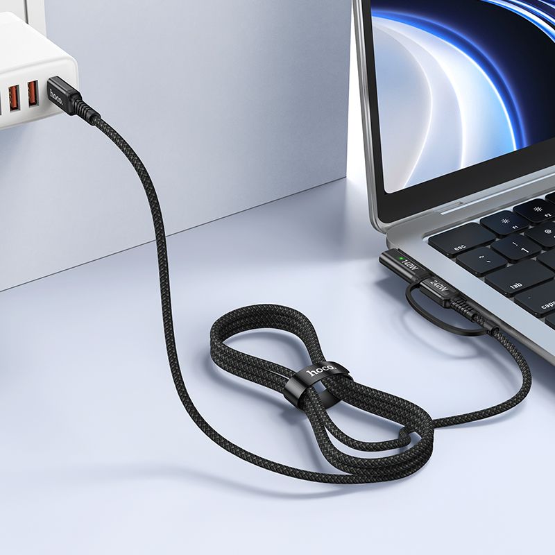 8a816b344c94e1c5dbc686cbbc747498 Cable 2in1 USB C to USB C / Mag3 Hoco 240W 1,8 m U142 black