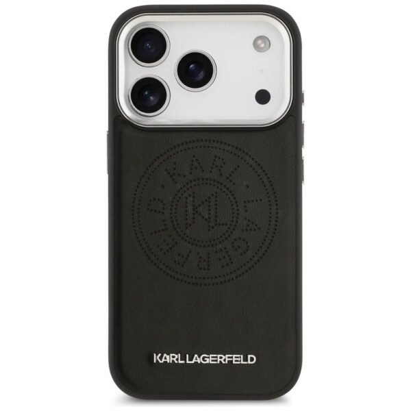 KARL LAGERFELD case for IPHONE 17 Pro compatible with MagSafe KLHMP17LPSKRPMK (PU W/ Point & Metal Logo) black
