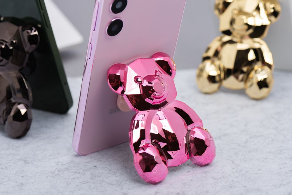 Phone stand BEAR - stick-on - pink