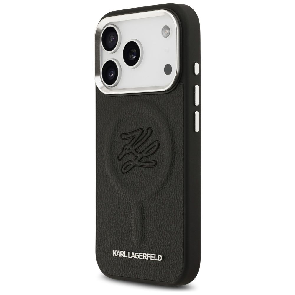 8d9880aa2ffb94616112d8503bab7915 KARL LAGERFELD case for IPHONE 17 Pro Max compatible with MagSafe KLHMP17XPGFKLRDK (PU W/ Initial & Metal Logo) black
