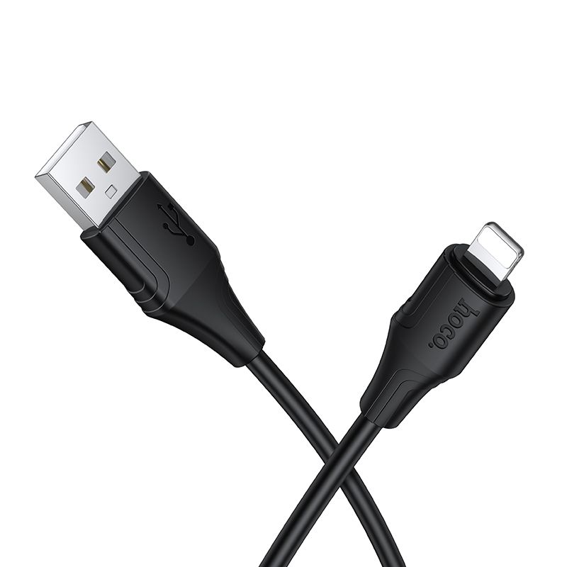 Silicone Cable USB A to Lightning Hoco 2,4A 1 m X124 black