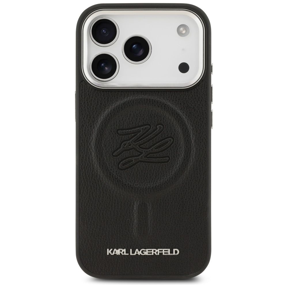 8fd8ca7b4258372d15bc3d4f7b7758f8 KARL LAGERFELD case for IPHONE 17 Pro Max compatible with MagSafe KLHMP17XPGFKLRDK (PU W/ Initial & Metal Logo) black