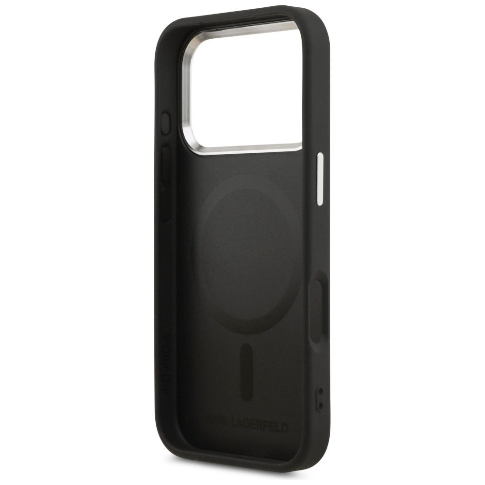 90fc58e1da34d77d5be5d1d9b3eb0802 KARL LAGERFELD case for IPHONE 17 Pro Max compatible with MagSafe KLHMP17XPSKRPMK (PU W/ Point & Metal Logo) black