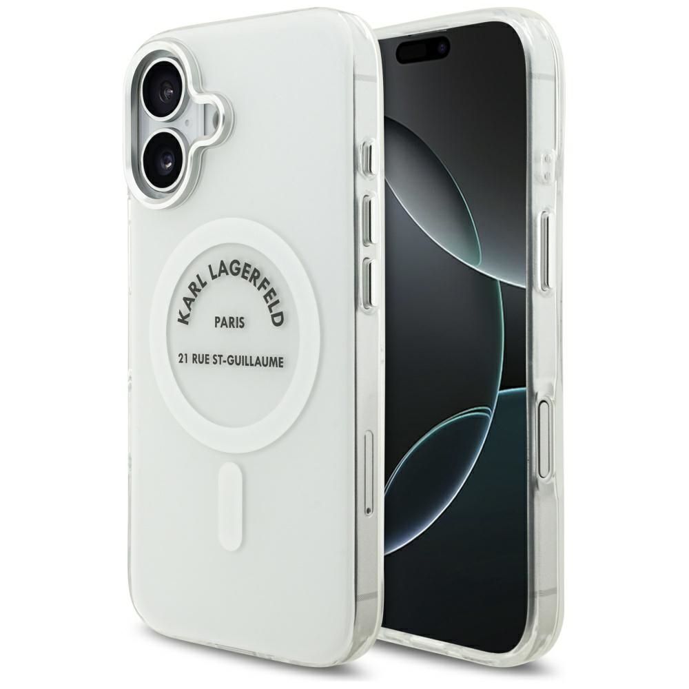 9232f317a2af1053b15ff2931fe4cdae KARL LAGERFELD case for IPHONE 17 compatible with MagSafe KLHMP17SHKRSGPT (IML Karl RSG Logo) transparent