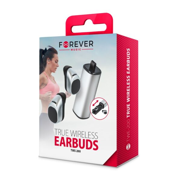 Forever bluetooth headset TWE-200 with charging case silver