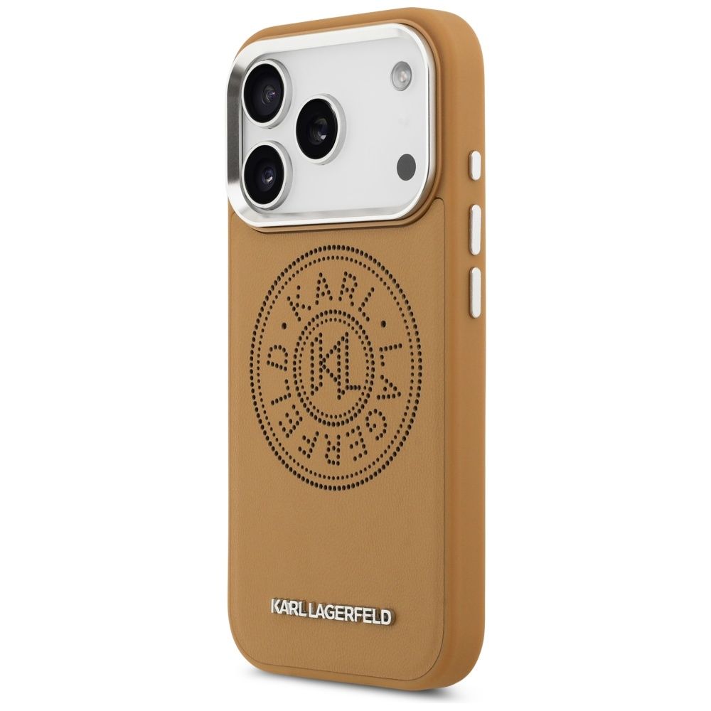 9ae40bc11d77e0a4533d989318d6a882 KARL LAGERFELD case for IPHONE 17 Pro Max compatible with MagSafe KLHMP17XPSKRPMW (PU W/ Point & Metal Logo) brown