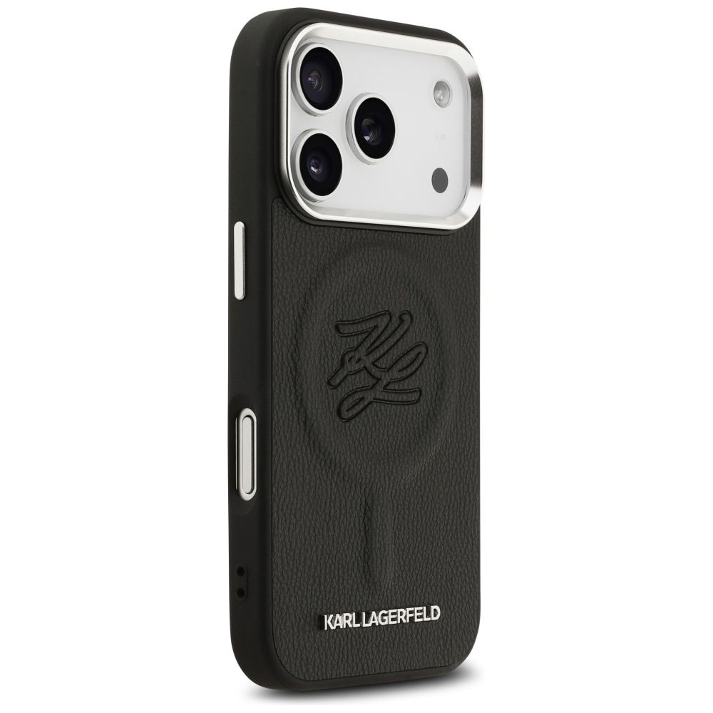9de073eff174b805156179980388aa5f KARL LAGERFELD case for IPHONE 17 Pro Max compatible with MagSafe KLHMP17XPGFKLRDK (PU W/ Initial & Metal Logo) black