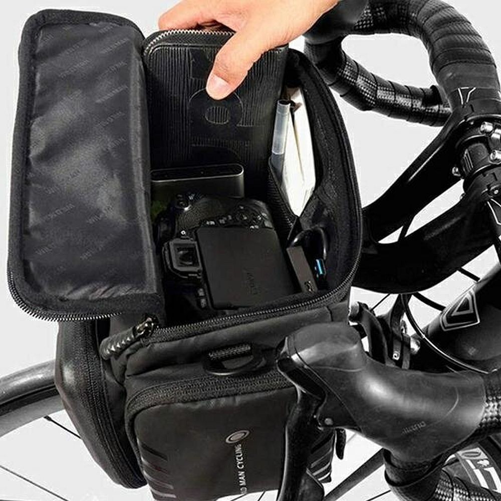 9e5803c921a16f9c5a6aedd04a11fadc WILDMAN traveling bag for bike handlebars with zipper 4L GS6 black