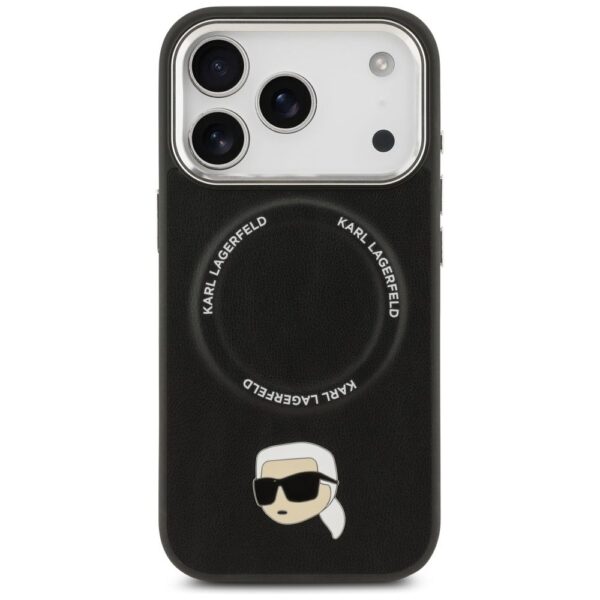 KARL LAGERFELD case for IPHONE 17 Pro compatible with MagSafe KLHMP17LPSMLRKLK (PU Karl Pin) black