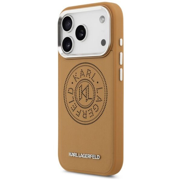 KARL LAGERFELD case for IPHONE 17 Pro compatible with MagSafe KLHMP17LPSKRPMW (PU W/ Point & Metal Logo) brown