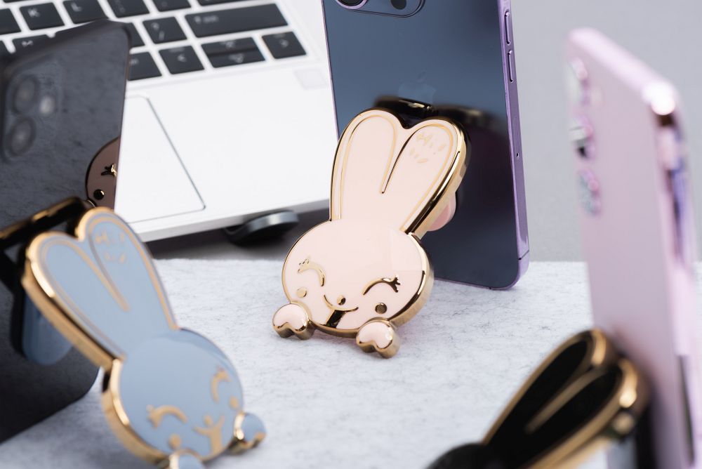Phone stand RABBIT - stick-on - pink