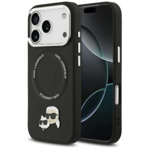 KARL LAGERFELD case for IPHONE 17 Pro compatible with MagSafe KLHMP17LPSMLRKCK (PU K&C Pins) black