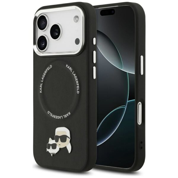 KARL LAGERFELD case for IPHONE 17 Pro compatible with MagSafe KLHMP17LPSMLRKCK (PU K&C Pins) black