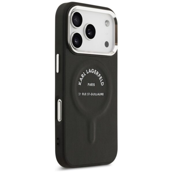 KARL LAGERFELD case for IPHONE 17 Pro compatible with MagSafe KLHMP17LPSKRSGEK (PU W/ Karl RSG Logo) black