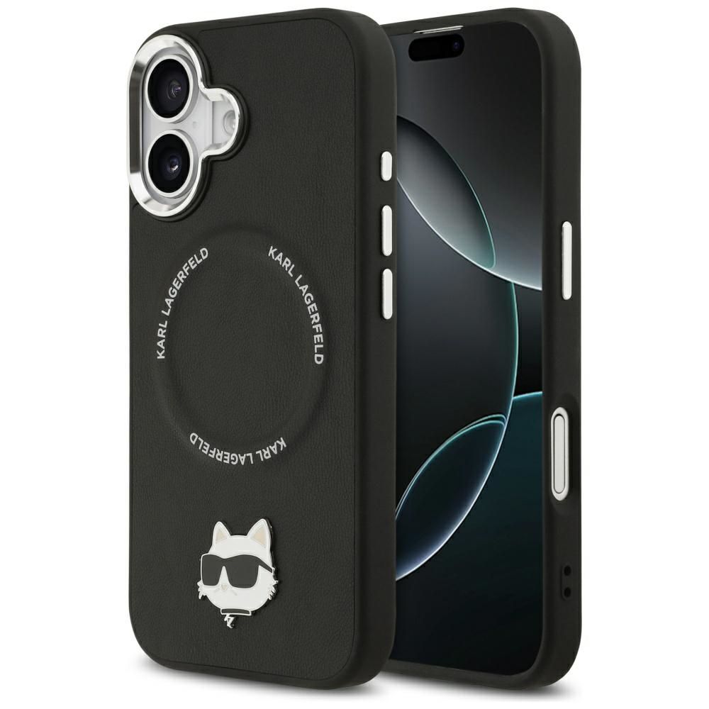 ae3ecc197a38411662307d6454a40f1a KARL LAGERFELD case for IPHONE 17 compatible with MagSafe KLHMP17SPSMLRCHK (PU Choupette Pin) black