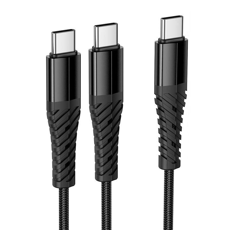 Cable 2in1 USB C to USB C+C Hoco 1 m X123 black