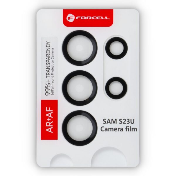 Forcell Premium Camera Lens Tempered Glass - for Samsung Galaxy S23 Ultra Black