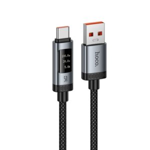 Data Cable with digital display USB A to USB C Hoco PD 6A 240W 1,2 m U148 black