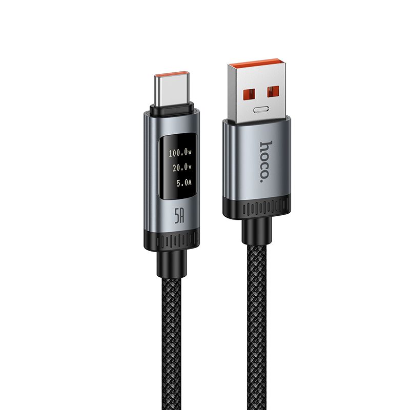 Data Cable with digital display USB A to USB C Hoco PD 6A 240W 1,2 m U148 black