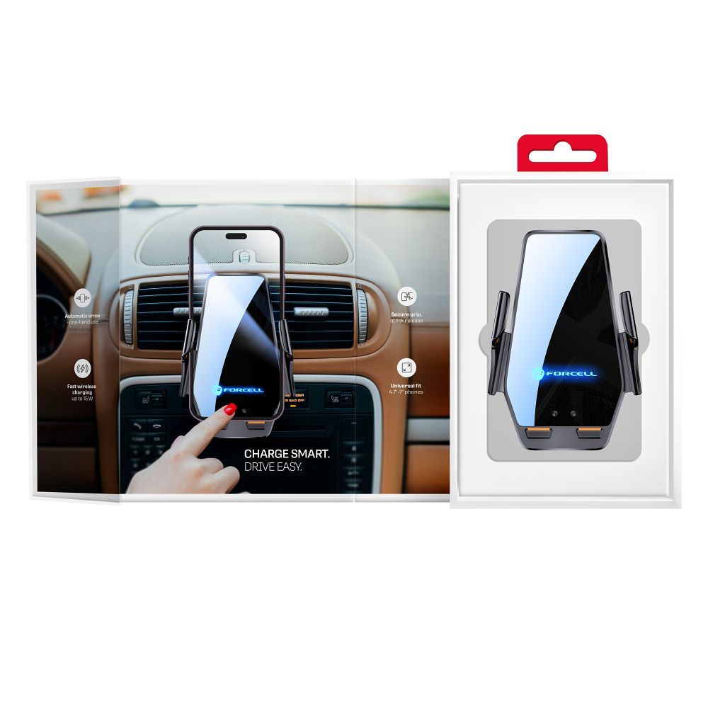 b54c88240483ba7288e56492f72552ab Forcell F-GRIP HS6 car holder with wireless charger with glass and air vent mount black