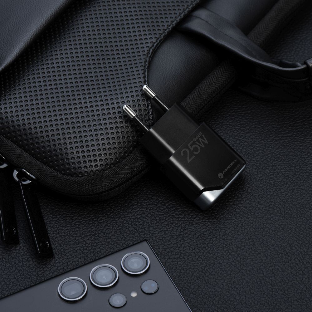 FORCELL F-ENERGY GaN III B125101-E Ultra Slim travel charger 1 x Type C + USB A PD QC4.0 3A 25W black