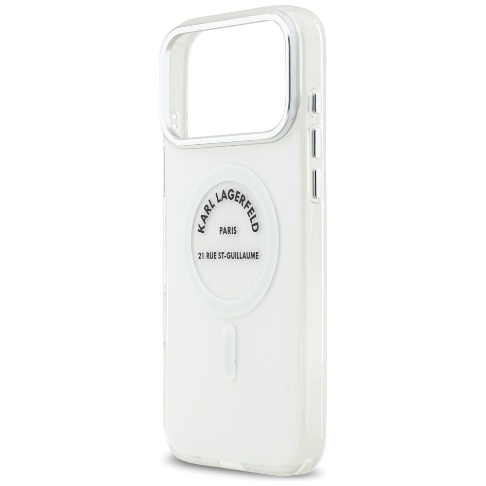 be53535e4891e938e9c0434d88c2baf9 KARL LAGERFELD case for IPHONE 17 Pro Max compatible with MagSafe KLHMP17XHKRSGPT (IML Karl RSG Logo) transparent