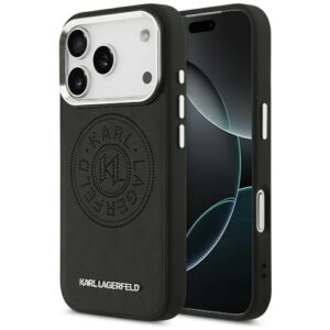 KARL LAGERFELD case for IPHONE 17 Pro Max compatible with MagSafe KLHMP17XPSKRPMK (PU W/ Point & Metal Logo) black