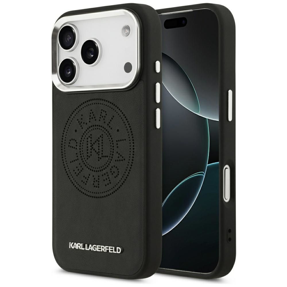 beb67573efe9982cded4b2854a4159f3 KARL LAGERFELD case for IPHONE 17 Pro Max compatible with MagSafe KLHMP17XPSKRPMK (PU W/ Point & Metal Logo) black