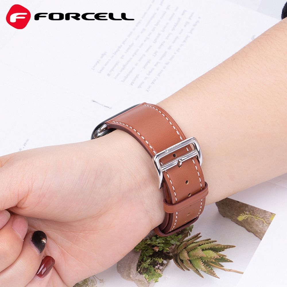 c1dd16b01dc463c2a9e118b58766d14d FORCELL F-DESIGN FA20 eco leather strap for APPLE Watch 42 / 44 / 45 / 49 mm brown