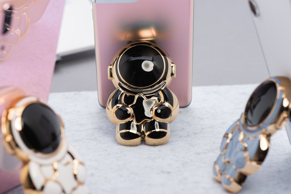Phone stand ASTRONAUT - stick-on - black