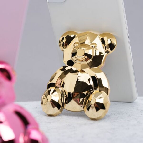 Phone stand BEAR - stick-on - gold