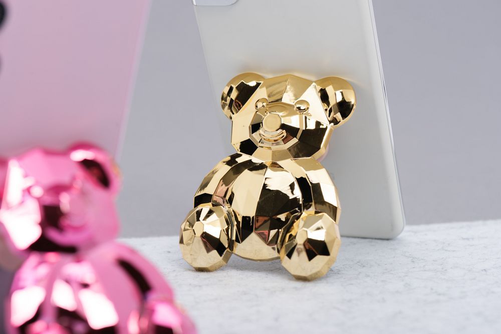 Phone stand BEAR - stick-on - gold