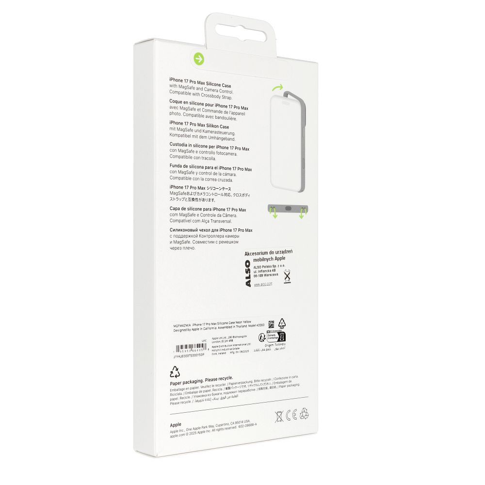 iPhone 17 Pro Max Silicone Case with MagSafe – Neon Yellow