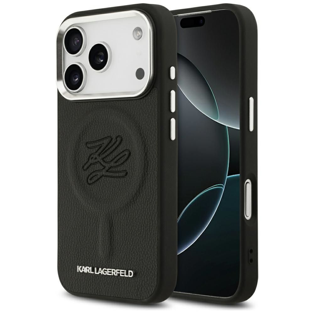 cecddaf08ebddc56f102dd0d22041a9a KARL LAGERFELD case for IPHONE 17 Pro Max compatible with MagSafe KLHMP17XPGFKLRDK (PU W/ Initial & Metal Logo) black