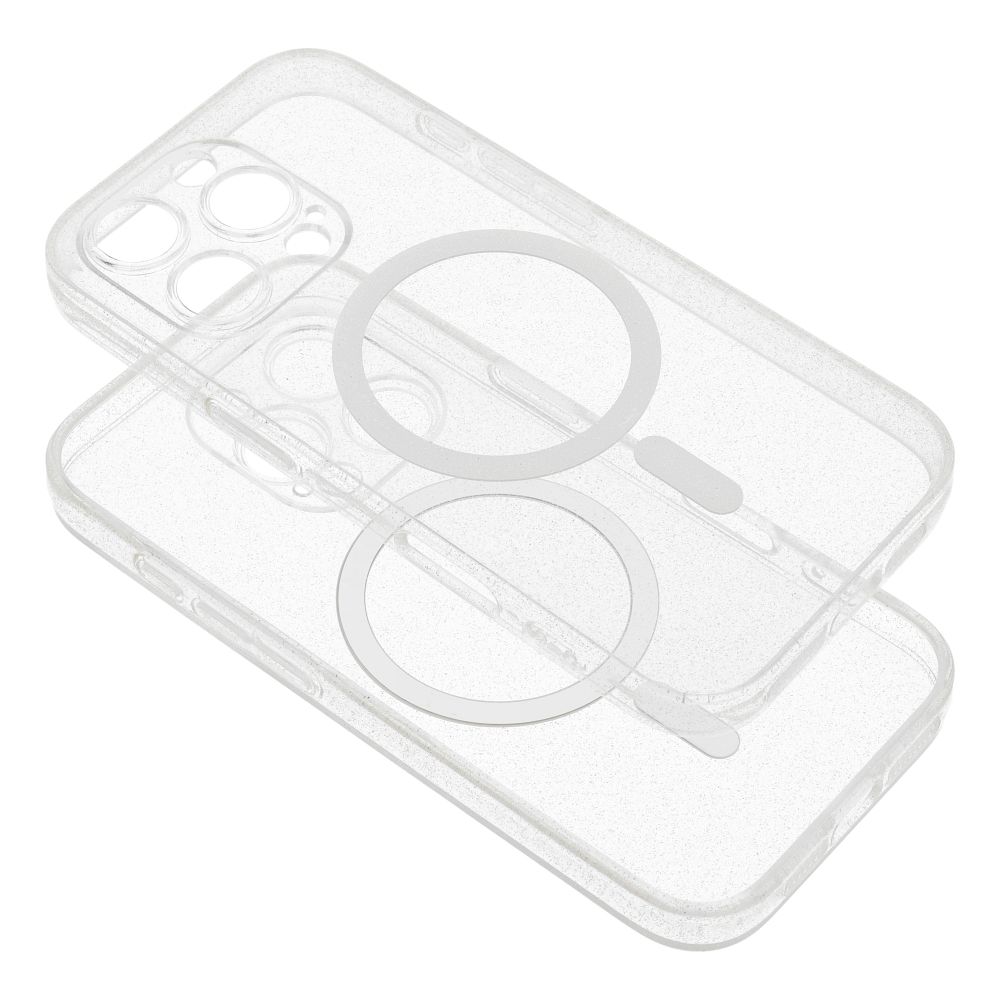 CLEAR MAG COVER case with camera protection compatible with MagSafe for IPHONE 17 transparent glitter