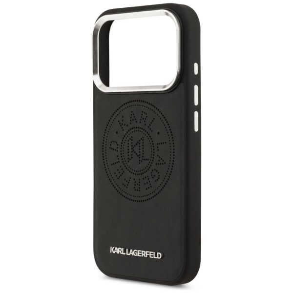 KARL LAGERFELD case for IPHONE 17 Pro compatible with MagSafe KLHMP17LPSKRPMK (PU W/ Point & Metal Logo) black